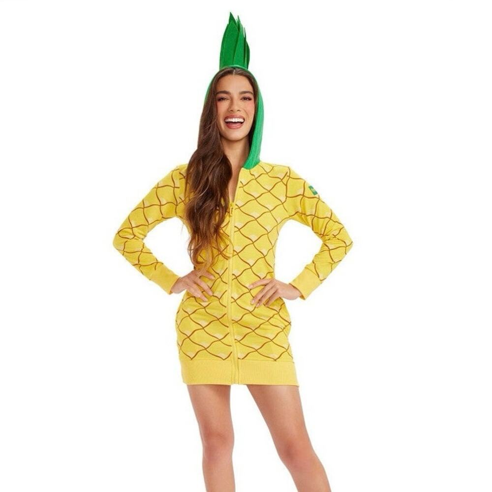 Tipsyelves NWT‎ Pineapple Hooded Costume Dress Halloween Size XS Zip Up Yellow